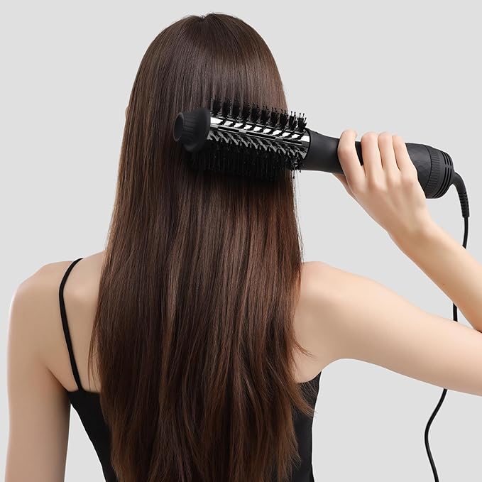 AINA Hot air Brush, Blow Dryer Brush | 60MM 2-in-1 Titanium Volumizer, 3 Heat Settings | 360° Vented Airflow 110V/ALCI Plug (60mm Round)
