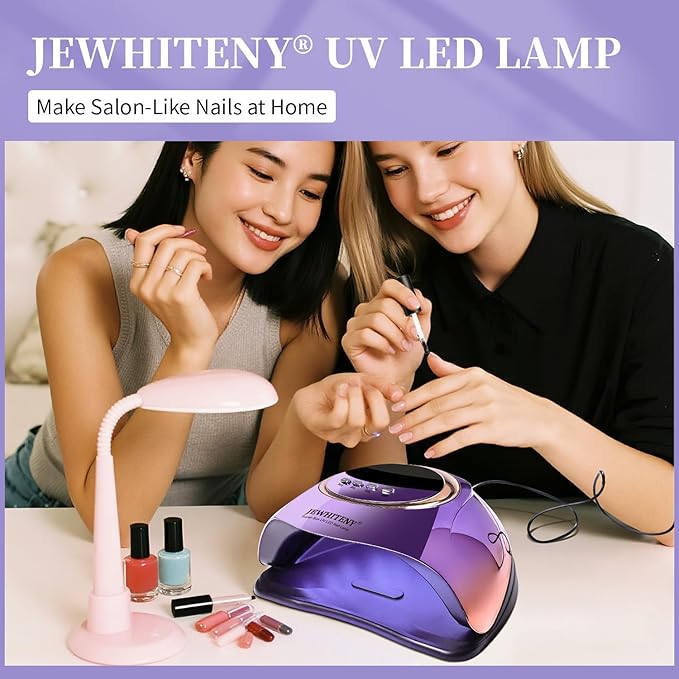 JEWHITENY Purple Fast U V Dryer for Gel Nail Polish:Gel Manicure U V Light with 4 Timers & Automatic Sensor Gel Nail Lamp Professional Curing LED Light