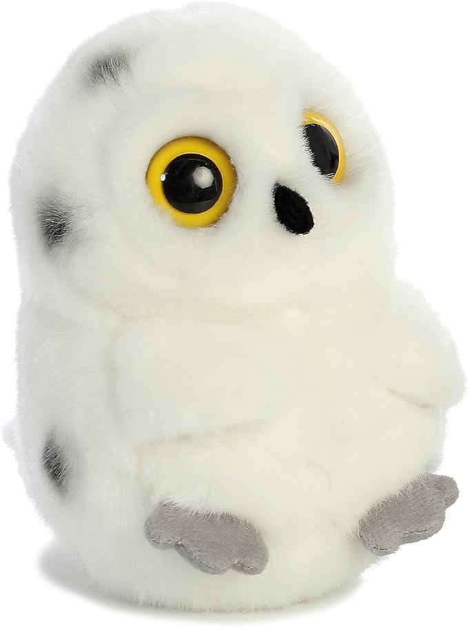 Aurora® Playful Rolly Pet™ Hoot Owl™ Stuffed Animal - Compact Size for On-The-Go Fun - for Adults, Kids, Birthdays, and Anniversaries - White 5 Inches