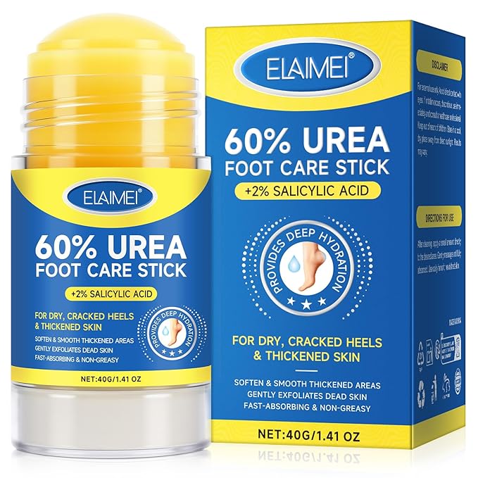 60% Urea with 2% Salicylic Acid Urea Foot Care Stick, Heel Stick for Cracked Feet, Foot Care Cream Moisturizer for Dry Cracked Feet, Knees, Elbows, Hands, Foot Lotion Stick -1.41oz