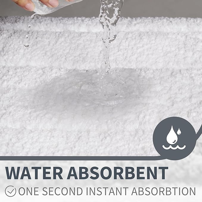 GRANNY SAYS Bathroom Rugs Sets 2 Piece,Soft Bath Mats for Bathroom, Bath Rugs Non Slip Washable, Absorbent Bath Rug for Tub, Shower and Toilet, Bath Mat Set (White, 20" x 32" + 16" x 24")