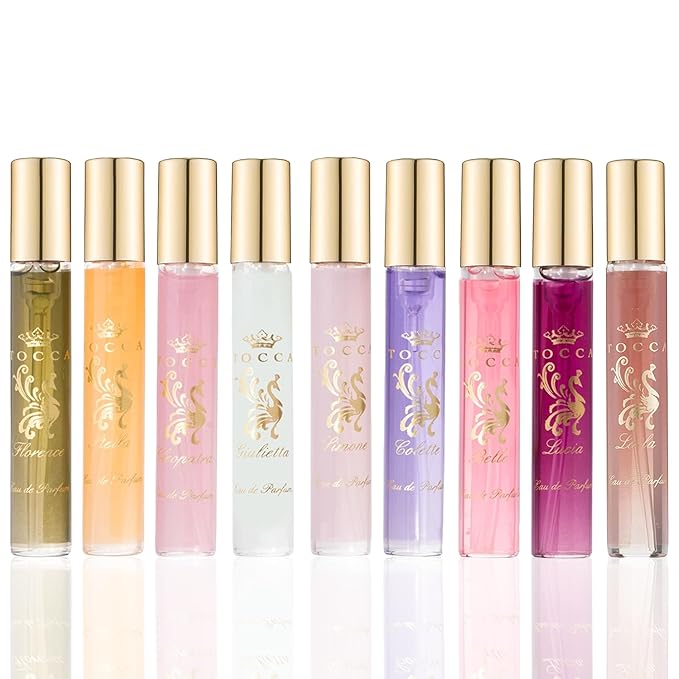 Tocca Luxury Fragrance Wardrobe, Set of 9 Travel Size Women's Perfumes in Giftable Tin Case, Includes Florence, Cleopatra, Stella, Giulietta, Simone, Colette, Belle, Lucia & Laila