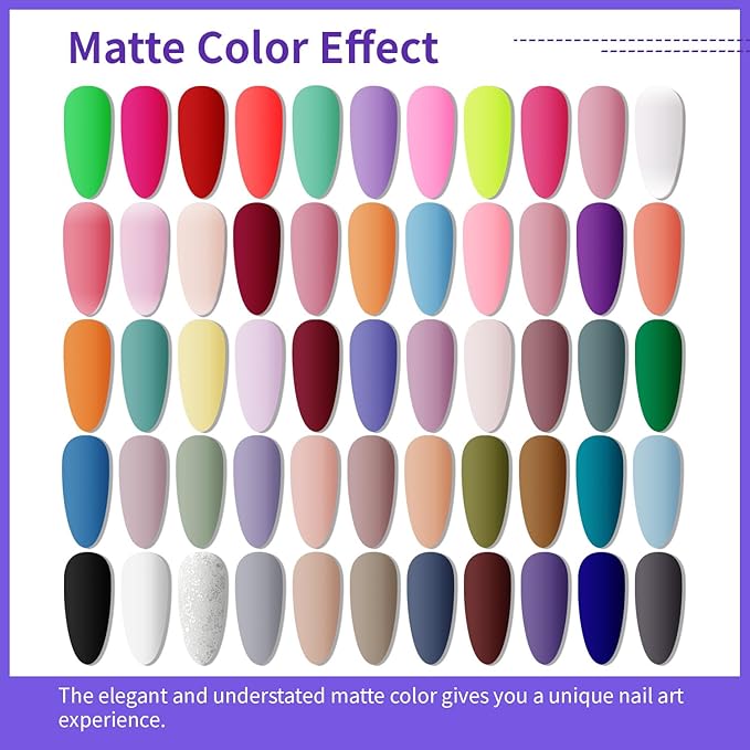 JODSONE 60 Bottles of Gel Nail Polish Kit with U V Light 55 Kinds of Gorgeous and Charming Gel Polish Kit 5 Pieces Soak off Glossy Matte Top Coat Base Coat