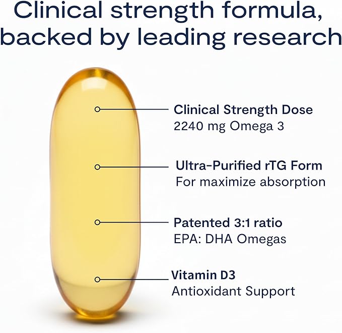 De3 Dry Eye Ultra Pure rTG Omega 3 – Support for Dry Eyes - 2400mg EPA & DHA – New & Improved-Burpless-3 per Day Serving, 3-Month Supply