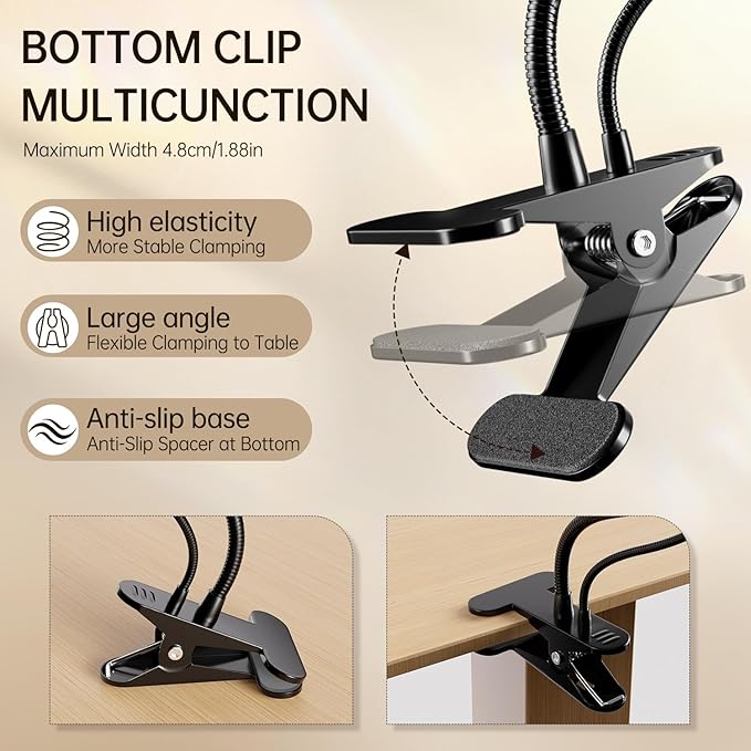 AORAEM LED UV Nail Lamp: Double-Headed Gooseneck U V Lamp for Gel Nails, LED Flash Cure Light with 6X Magnifier Home DIY Salon, Black