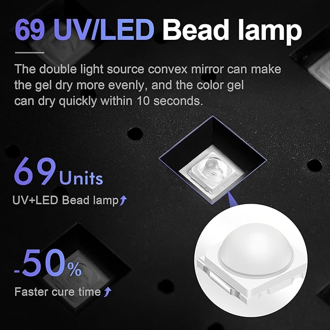 L'UGX Professional Nail Lamp for Gel Polish Dryer 72W LED UV Nail Lights with Arm Rest Pillow & Retractable Tray,Perfect for Manicure & Pedicure at Salon & Home Black