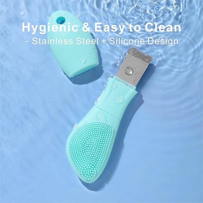 Blackhead Remover & Silicone Face Scrubber,Face Spatula,Facial Cleansing Brush, Pore Brush, Face Scrubber Exfoliator for Facial Deep Cleansing (Cyan)