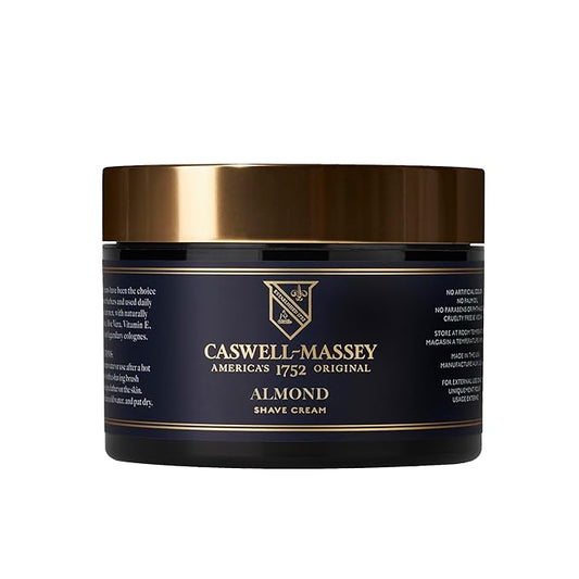 Caswell-Massey Heritage Almond Shave Cream, Natural Men’s Shaving Cream for Smooth Beard Shaving, Soothing for Sensitive Skin, USA Made, 8 Fl Oz