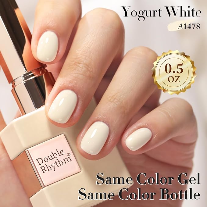Double Rhythm 15ML Gel Polish Pure Sheer Same Color Same Bottle Soak Off Gel Polish Art Manicure Salon DIY at Home for Women (Beige White-A1478)