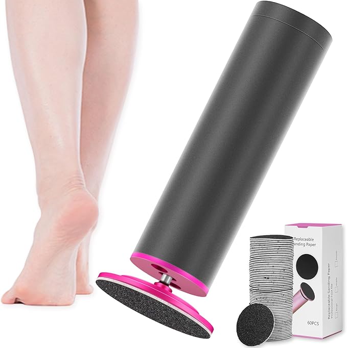 Dermawave Electric Foot File Callus Remover for Feet, Professional Foot Scrubber Sander Grinder for Dead Skin Cracked Heel, Pedicure Tool with 60 Sandpaper Discs for Men & Women