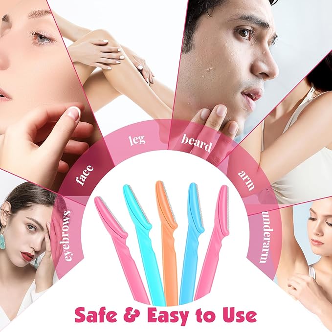 88 Pcs Eyebrow Razors & Face Razors for Women in Storage Jar – 4 Color Dermaplane Razor for Women Face & Men, Safe Face Shaver with Protective Covers