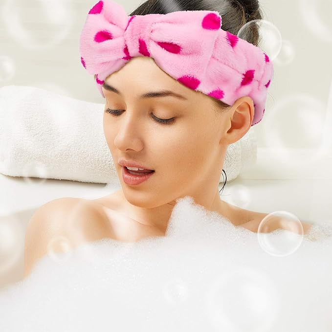 3 Pcs Towel Headbands for Women Headband for Washing Face Facial Hair Band Skincare Microfiber Bowtie Headband Makeup Terry Cloth Headbands Spa Shower Hair Band for Women Girls (Chic Patterns)