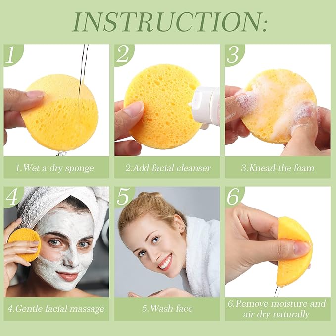 120 Pcs Compressed Facial Sponges Natural Face Exfoliator Disposable Face Sponges for Cleansing Round Soft Facial Scrubber Pads with Storage Container for Makeup Removal Esthetician Supplies Travel