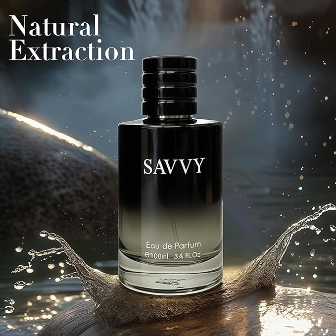 Savvy Long-Lasting Cologne for Men | Bergamot,Lavender,Nutmeg & Papua Vanilla Scent | Eau de Toilette 100ml Spray | Day to Night Fragrance
