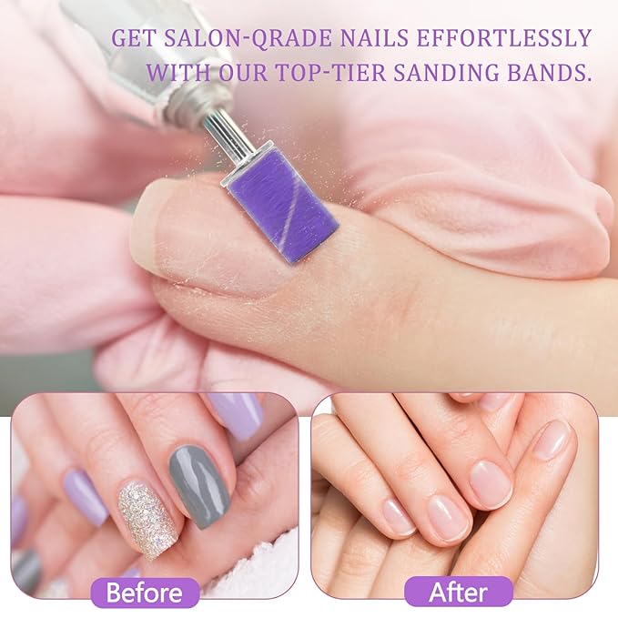 Electric Nail Drill Kit, Professional Cordless Electric Nail File for Acrylic Gel Dip Powder Nails Portable Nail Machine Kit Manicure Pedicure Tools Set with Nail Drill Bits Sanding Bands (Purple)