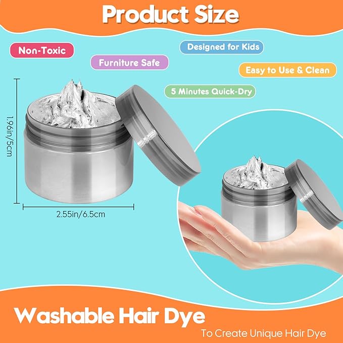 White Hair Color Wax - Temporary & Washable Hair Styling Mud Gel for Men, Women, Kids,For Halloween, Cosplay, Party, Crazy Hair Day & Children's Day