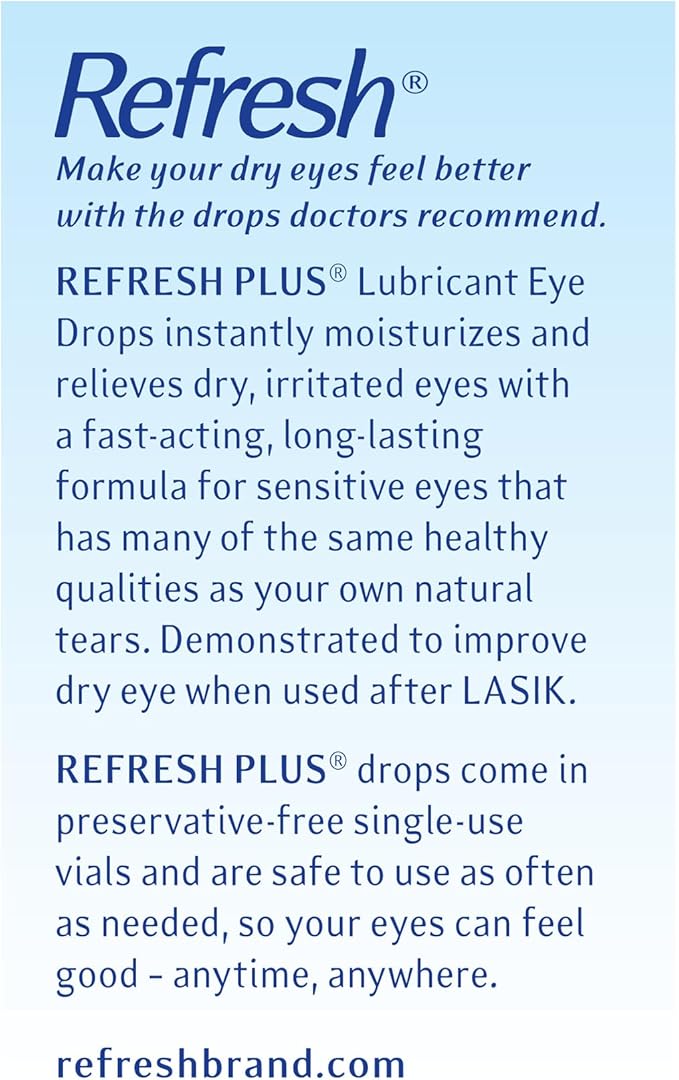 Refresh Plus Lubricant Eye Drops, Preservative Free, Single Use Containers, 30 Count