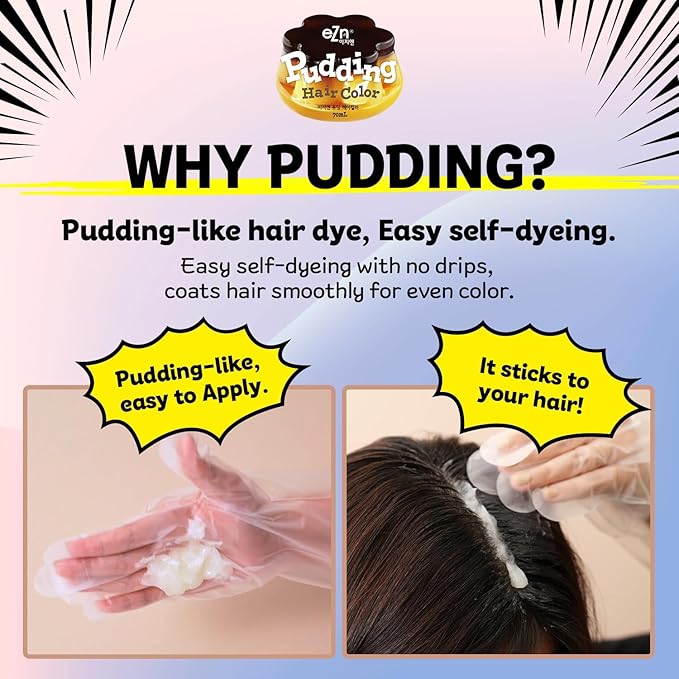 eZn Pudding Hair Dye, Ammonia-Free, Semi-Permanent DIY Korean Hair Dye Color with Keratin, Odorless Gentle for Sensitive Skin No Skin Irritation (Coral Orange)