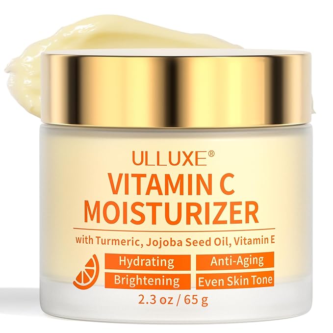Vitamin C Face Moisturizer, Brightening & Anti-aging Face Cream with Turmeric for Dark Spots, Wrinkles & Uneven Tone, Glowing Skin Care Hydrating with Niacinamide & Squalane for All Skin Types, 2.3 Oz