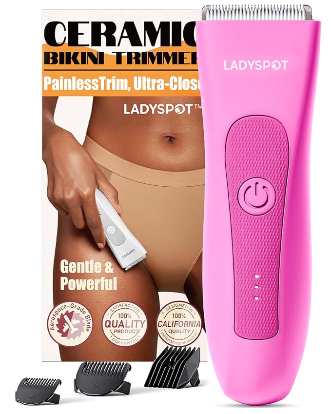 MANSPOT LADYSPOT™ Hair Shaver for Women, Shaving Sets with 3 Gurad and Replaceable Ceramic Blade Heads, No Nick, No Cut, No Razor Burn, Waterproof Wet/Dry, 90 Minutes Shaving (Women-Rosered-Version)