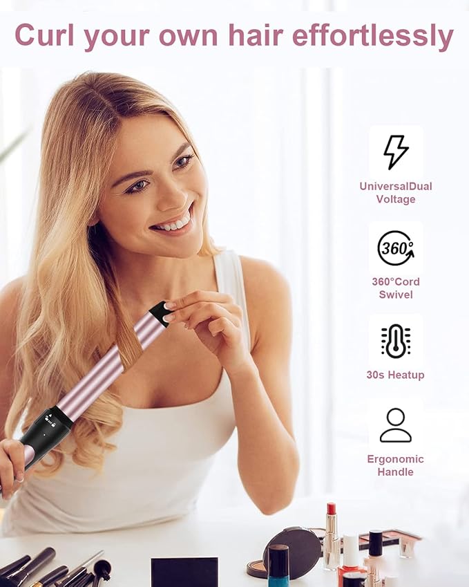 6 in 1 Wand Curling Iron, 3 Barrel Curling Iron Set with Thermal Brush (1.5") and 5 Interchangeable Ceramic Wand Curler (0.35"-1.25"), 2 Temp Heating Setting, Christmas Birthday Gifts for Women