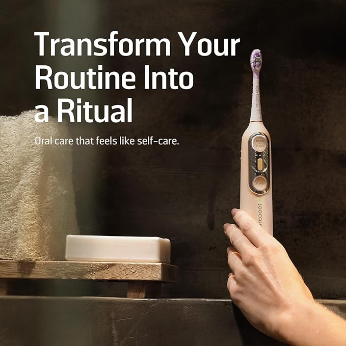 Soocas NEOS II Ultra – Electric Toothbrush with Water Flosser Combo, 3-in-1: Flosses, Vibrates and Oscillates, Flossing Toothbrush for Adults, Cordless Water Flosser for Travel, Champagne Gold