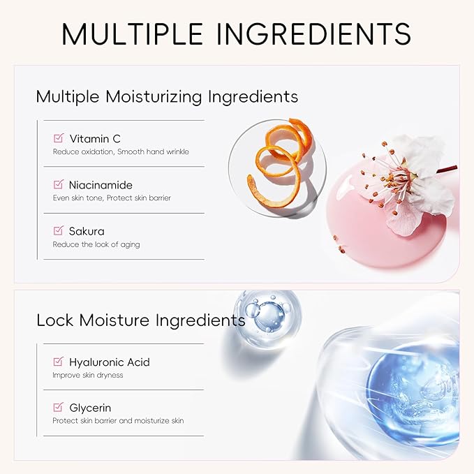 Hand Cream for Dry Cracked Hands - Sakura Moisturizing Hands Lotion for Women Teengirls Holiday Gifts - Instant Hydration Long Lasting Hand Moisturizer for All Skin Non-Greasy, 7.05 Oz / 200g