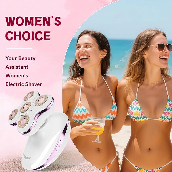 Electric Razors for Women Legs: Rechargeable Body Shaver - Wet Dry Waterproof Hair Remover - Trimmer for Lady Face Arms Public