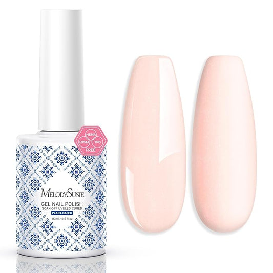 MelodySusie Fleurwee Plant Based Gel Nail Polish, Hema Free Glitter Nude Tiny Nail Polish, Soak Off UV LED Gel Polish Gift for Women 21 Non Toxic Long Lasting Nail Art Manicure Salon DIY at Home P48