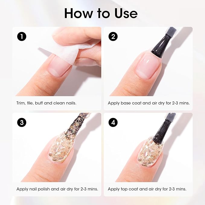 GELLEN Glitter Nail Polish Set 3 Colors Silver Gold Glitter Sequins Nail Polish Quick Dry Sparkle Nail Lacquer Reflective Fingernail Toenail Polish DIY Manicure Gift for Christmas/New Year/Winter