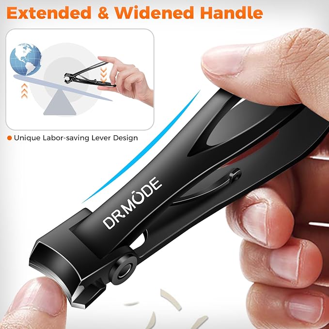 Toenail Clippers for Thick Toenails for Seniors, DRMODE Upgrade Slanted Curved Nail Clippers for Men Thick Ingrown Nails with Wide Opening, Heavy Duty Fingernail Toenail Clipper Cutter Trimmer