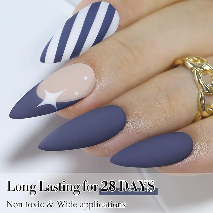 Double Rhythm 15ML Gel Nail Polish Pure Sheer Same Color Same Bottle Soak Off Gel Polish Art Manicure Salon DIY at Home for Women (Deep Blue Gray-A1465)