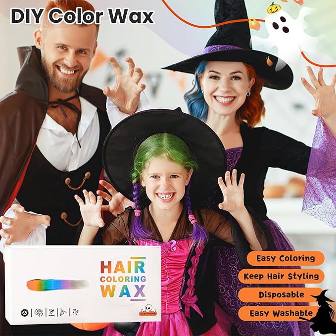 4 Colors Temporary Hair Color Wax for Kids, Blue Green Orange Purple Hair Styling Mud, Washable Style Dye for Girl Boy Teens, DIY Instant Hair Coloring Gel Cream for Cosplay Halloween Children's Day