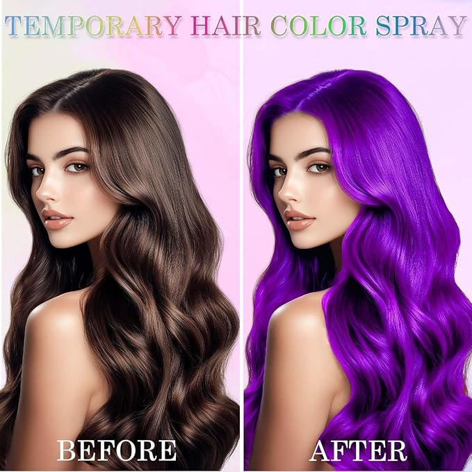 Temporary Hair Color Spray for Women and Kids, One-Time Use Hair Color Wax, Washable Disposable Natural Hair Spray Hair Strong Style for Party, Hollowen, Cosplay (Purple, 120ML)