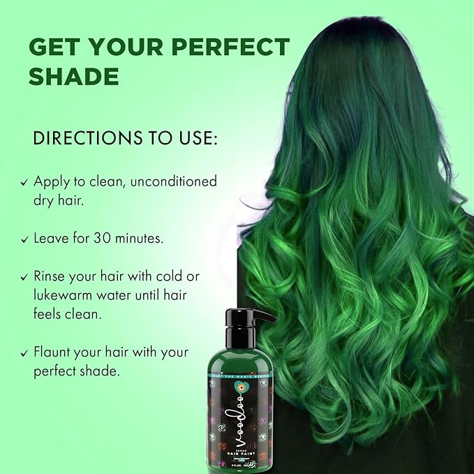 MOEHAIR Semi-Permanent Hair Color | Dark Blue Hair Dye 8 Oz | No Ammonia, Sulfate or Paraben | Vegan & Cruelty-Free | Voodoo Serenity Blue Hair Color (Green)