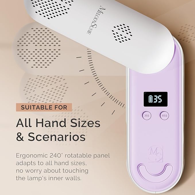 MelodySusie Compact Cordless UV Nail Lamp, P-PLUS20F with Innovative Rotatable Panel & UV Protection Design, Rechargeable UV Light Cures All Gels, Especially Rhinestone Glue & Liner Gel Polish Pink