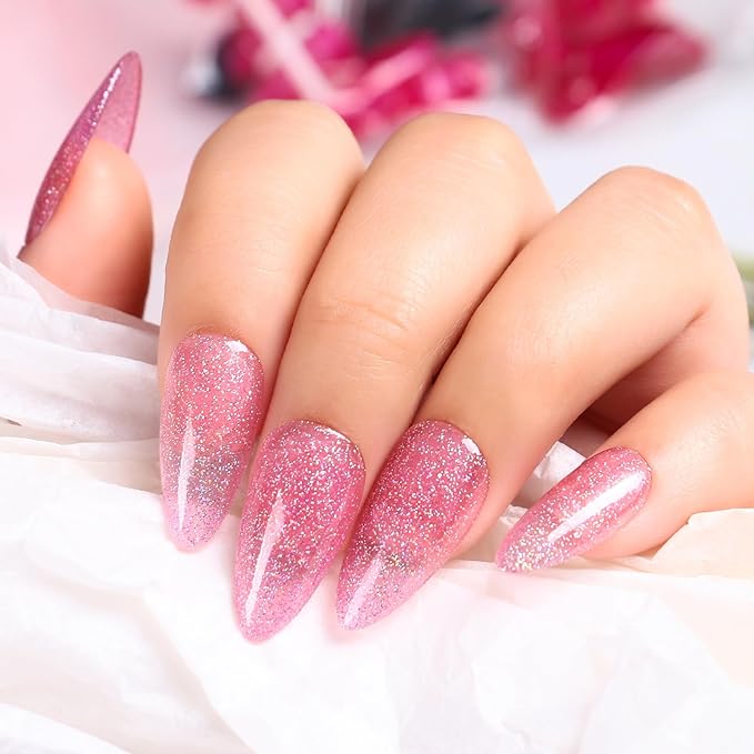 Major Dijit Quick Dry Nail Polish Glitter VioletRed Summer Nail Lacquer for Nail Art Regular Nail Polish 0.41 fl oz.