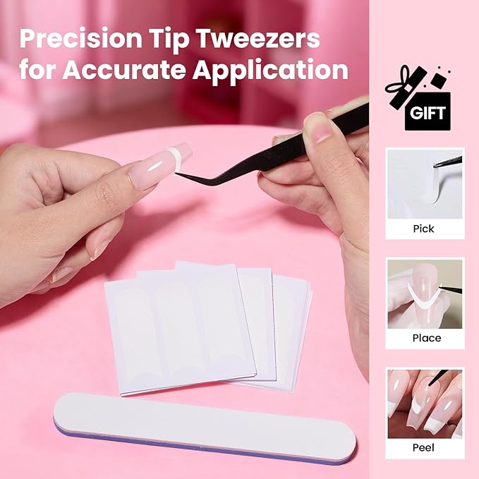 Beetles French Manicure Nail Art Stickers 30 Sheets French Tip Tool 3 Designs Self-Adhesive Nail Tips Guides for DIY Decoration Nails Art