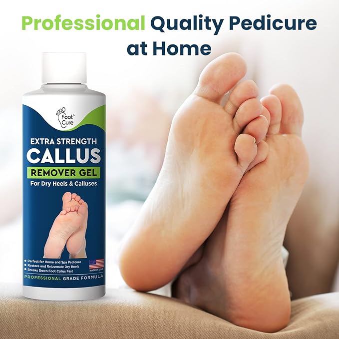 Callus Remover for Feet with Extra Strength Gel & Foot Pumice Stone Set - Easy Way to Remove Hard Calluses & Dead Skin Build-Up - Professional At-Home Foot Care for Men & Women - Made in the USA