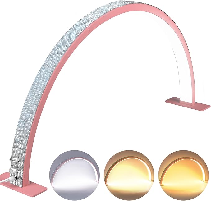 IMENE 29in Half Moon Lamp, 3000-6000k LED Manicure Light for Nail Desk, Perfect for Table Pink
