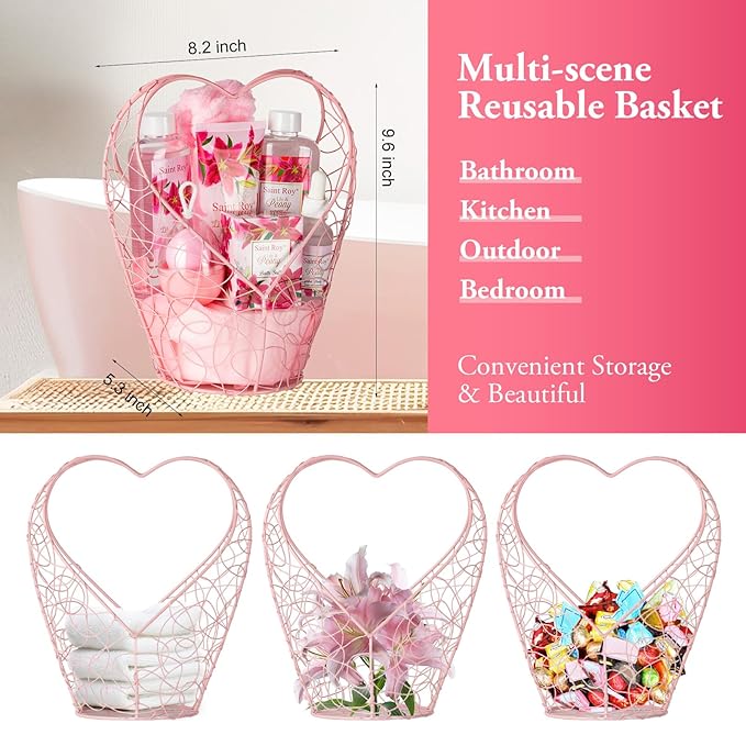 Gift Basket Christmas Gifts for Women Spa Set Lily & Peony Home Spa Set, Beauty Personal Care Set Jojoba Oil, Spa Self Care Kit, Bath Body For Thank You, Birthday Gifts