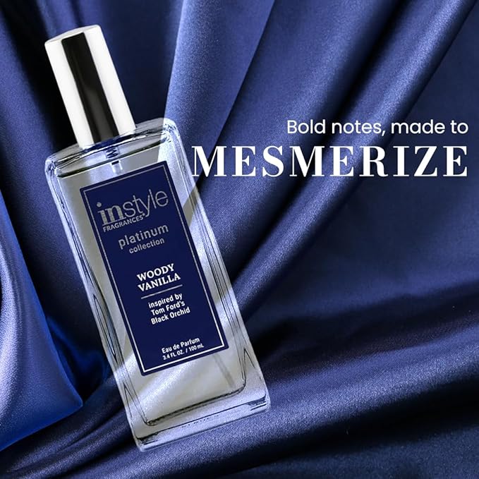 Instyle Fragrances, Platinum Collection, Woody Vanilla, Inspired by Tom Ford's Black Orchid, Unisex Eau de Parfum, CLEAN, Vegan, Paraben-Free, Never Tested on Animals, 3.4 Fluid Ounces