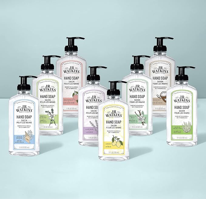 J.R. Watkins Gel Hand Soap, Scented Liquid Hand Wash for Bathroom or Kitchen, USA Made and Cruelty Free, 11 fl oz, Ocean Breeze, 3 Pack