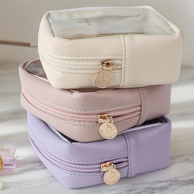 Pocmimut Makeup Bag,Mini Makeup Bag Cute Pouch Purse Organizer Travel Essentials,Clear Makeup Pouch for Car Accessories for Women,Purple