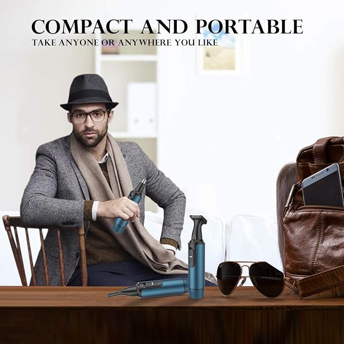 AREYZIN Ear and Nose Hair Trimmer for Men and Women Professional USB Rechargeable Nose Trimmer & Clippers Eyebrow Facial Hair Trimmer Body Grooming Kit IPX7 Waterproof Dual Edge Blades