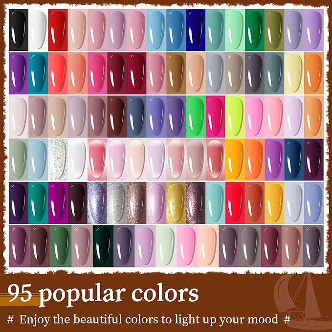 JODSONE 100 PCS (5 ml each) Gel Nail Polish Kit No Wipe Soak off Base Coat and Matte Glossy Top Coat Gel Polish Collections Gifts for Manicure Lovers