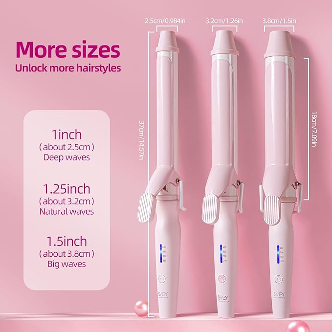 SVEY Ceramic 1-inch (About 2.5 cm) Extended Curling Iron, 1-inch (About 2.5 cm) Curling Iron can Create Any Curly Hairstyle - Suitable for Short Hair, Medium and Long Hair.