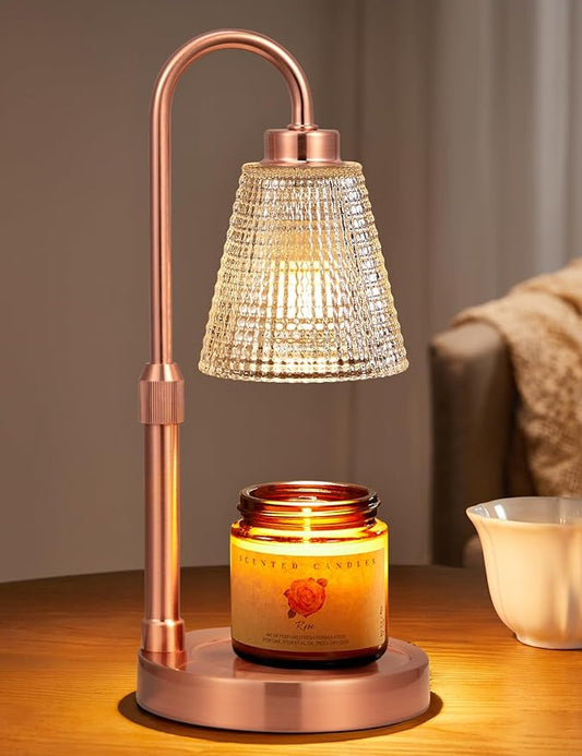 Innqoo Copper Candle Warmer Lamp with Timer, Dimmable Candle Warmer for Jar Candles, Height Adjustable Wax Melts Warmer, Birthday Gifts for Women Mom, House Warming Gifts New Home Decor