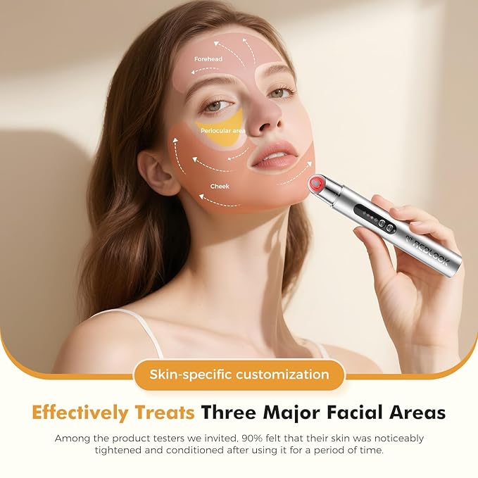 REDLOOK Depuffing Wand - Multi-Mode Cold & Heat Eye with Massager,At Home Face Roller Tool, Beauty Wand for Puffiness Reduction, Dark Circles, and Let The Skin Be Full of Radiance - Silver