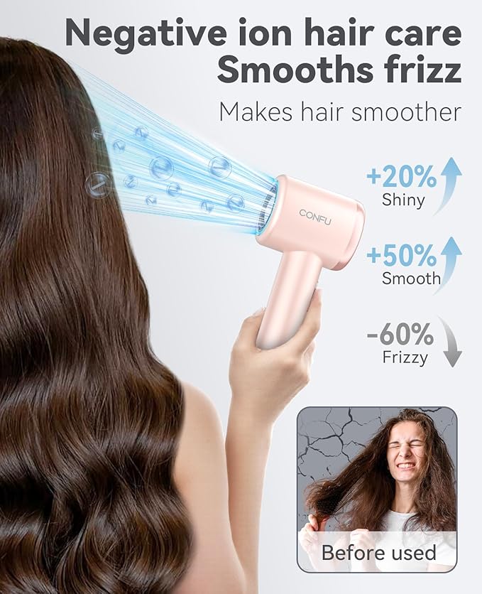 Hair Dryer with Diffuser, CONFU Hair Dryers for Women, Diffuser Hair Dryer High Speed Professional Ionic Blow Dryer for Fast Drying, Hair for Curly Hair for Home Travel